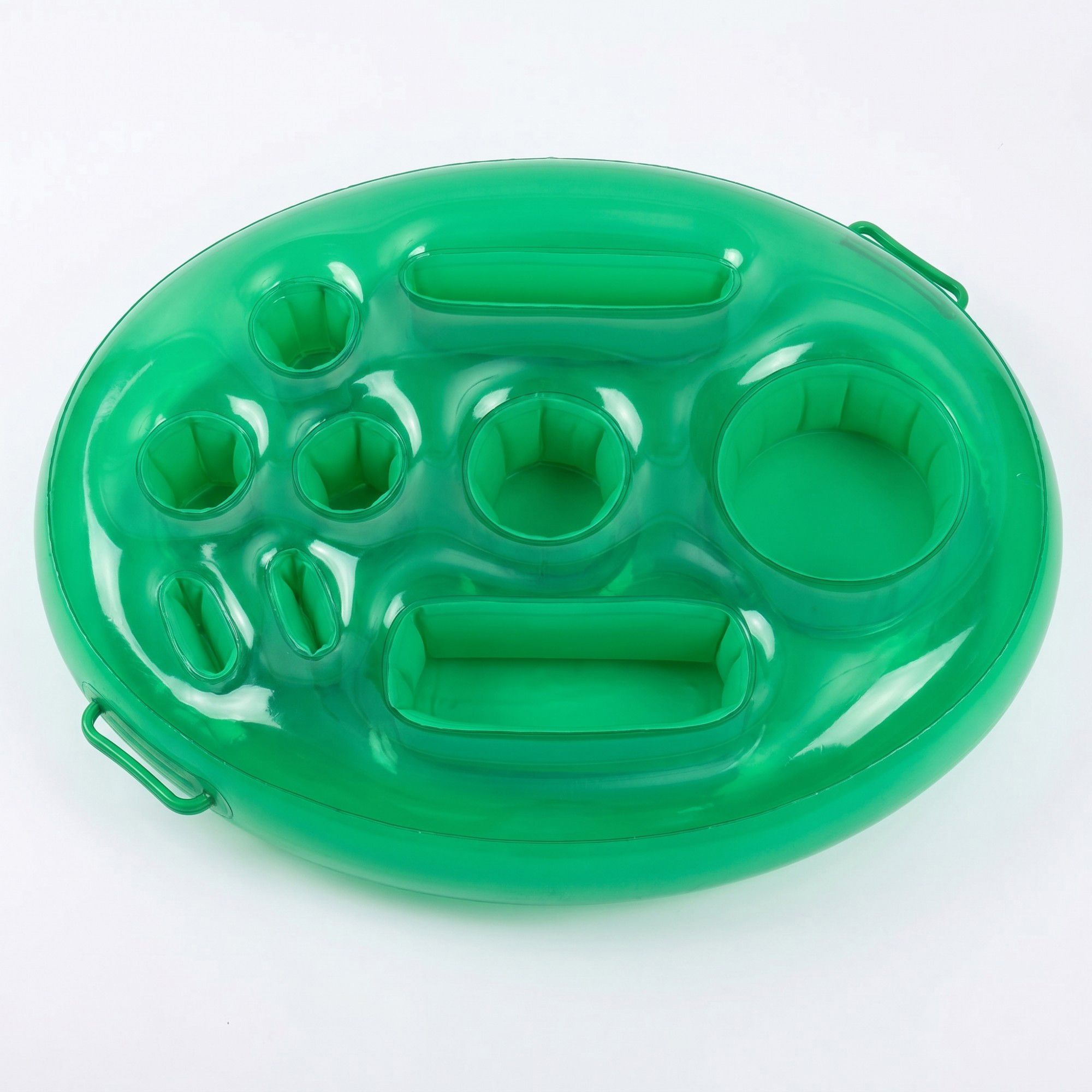 Green Inflatable Pool Serving Float with Cup Holders and Snack Trays