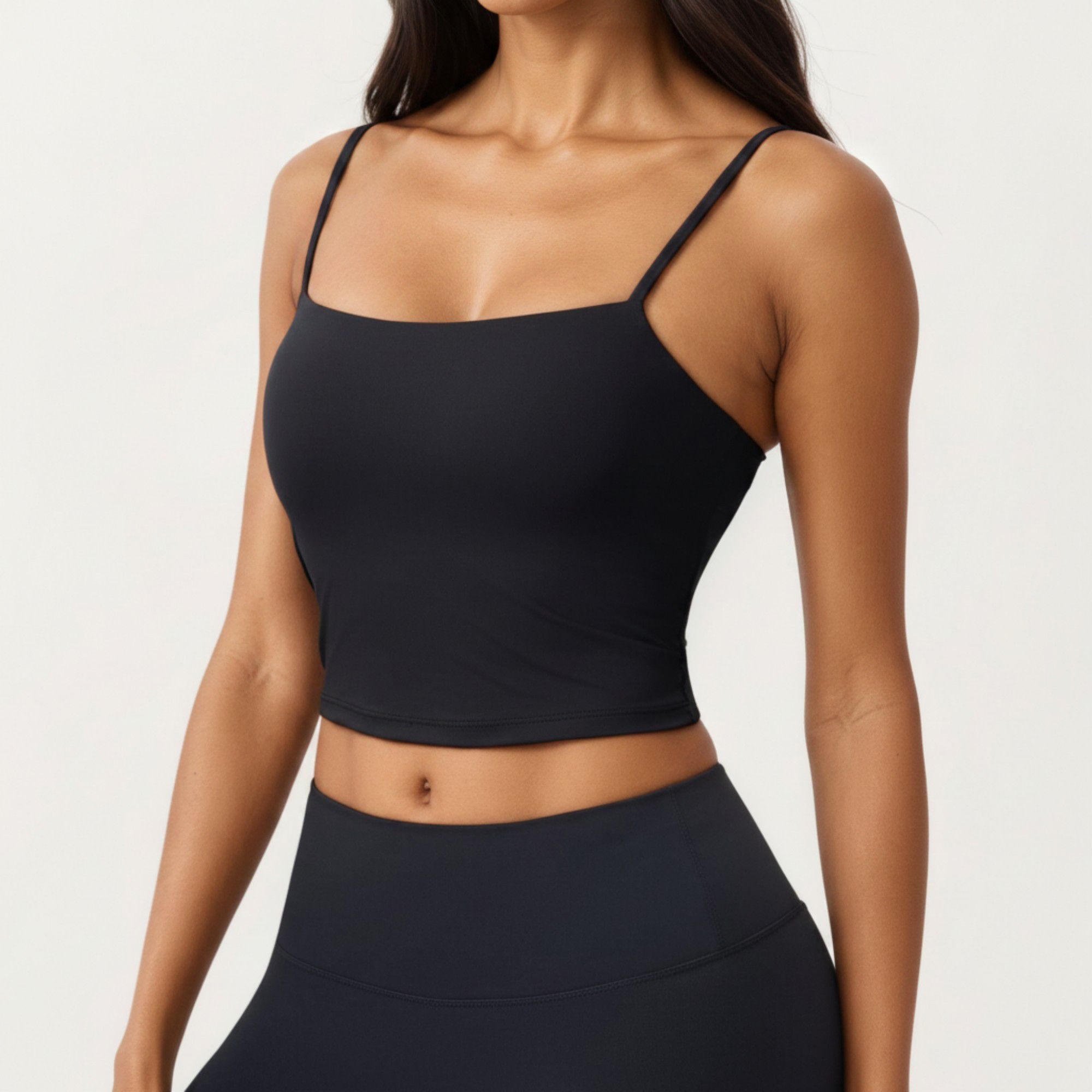 Anna-Kaci Active Women's Longline Cami Sports Bra with Adjustable Straps and Straight Neckline