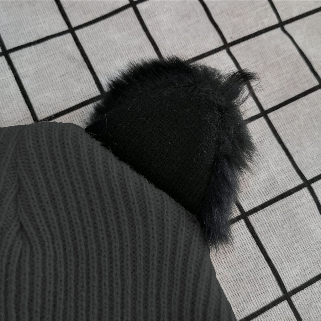 Anna-Kaci Women's Cat Ear Knit Beanie - Faux Fur Ears with Valentine Heart Whisker Embroidery for Cute Casual Winter Wear