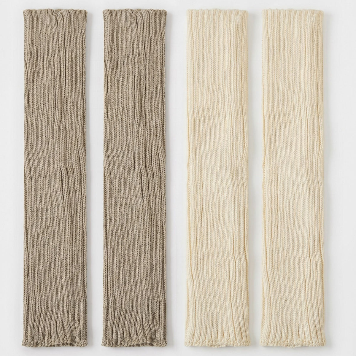 2-Pair Long Ribbed Knit Leg Warmers Set, Slouchy Knee-High Boot Sleeves