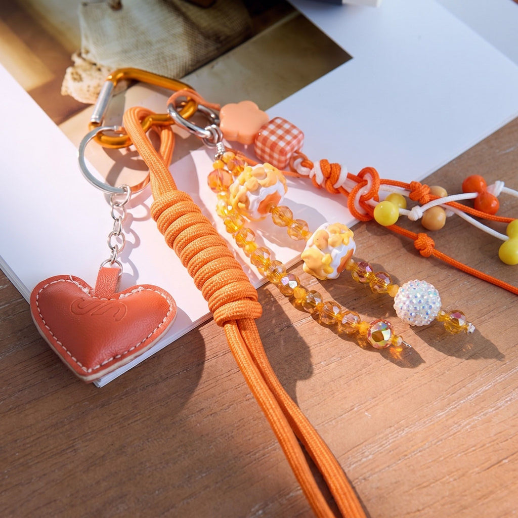 2-Piece Womens Bag Charm with Hanging Strap and Decorative Accents