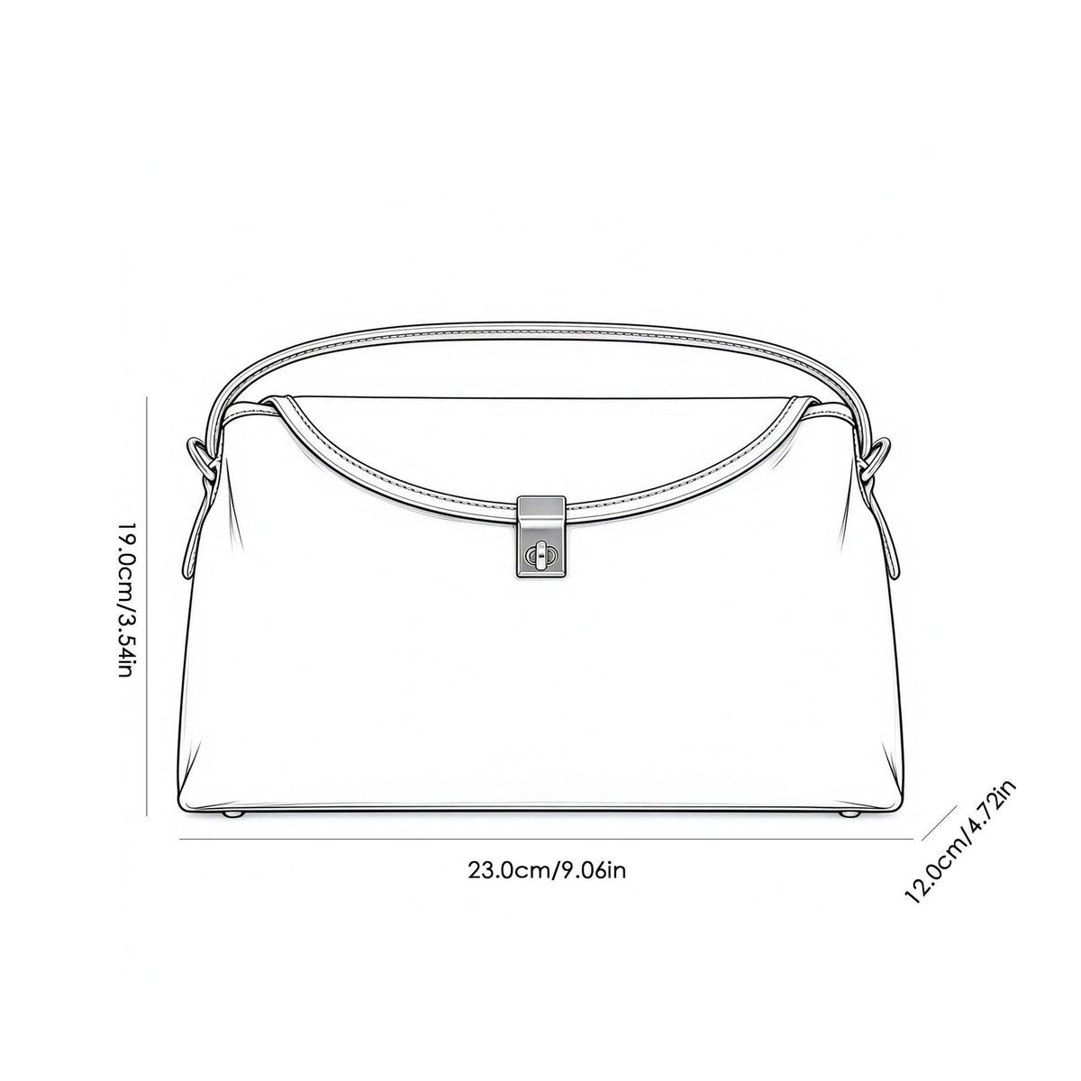 Structured Shoulder Bag with Top Handle Turn Lock and Crossbody Strap