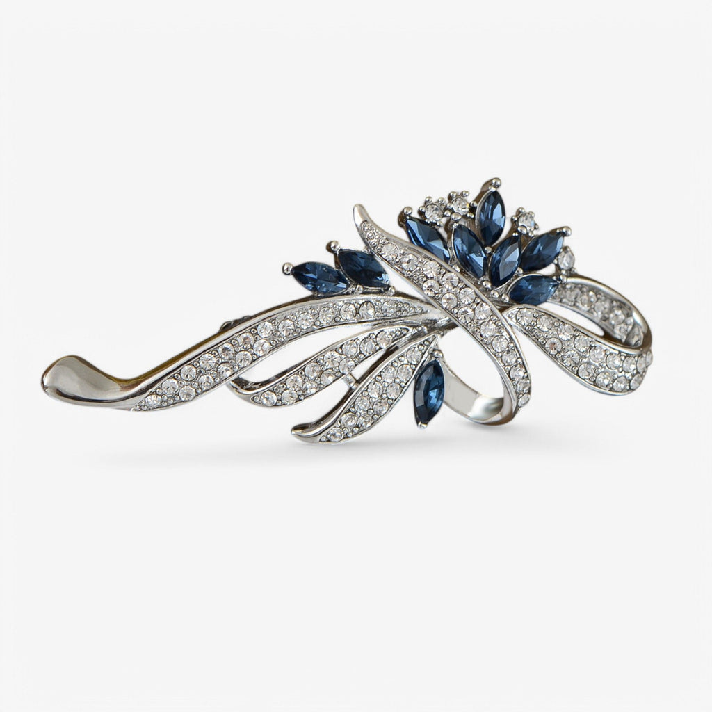 Elegant Floral Brooch with Purple Crystal Rhinestone Accents