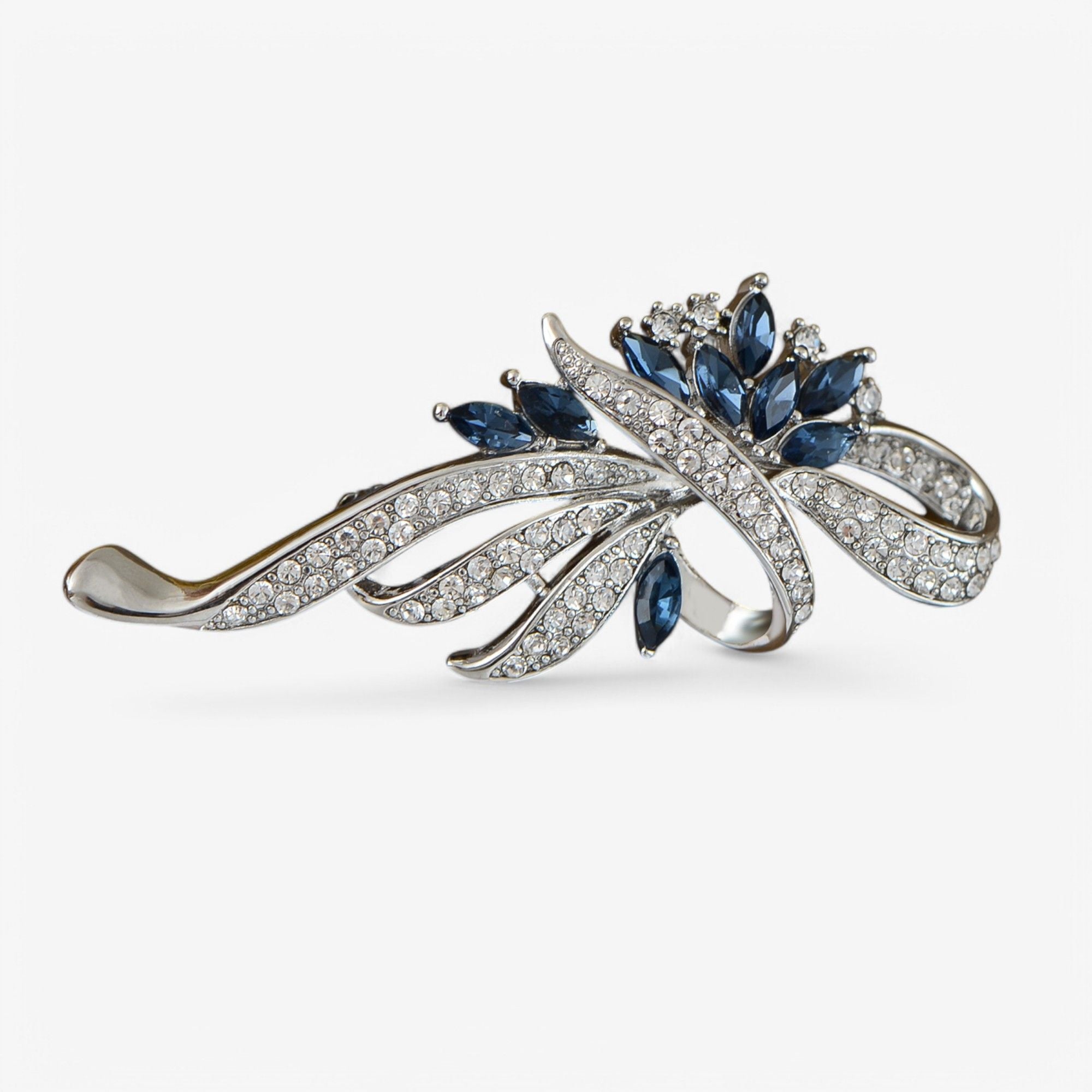 Elegant Floral Brooch with Purple Crystal Rhinestone Accents
