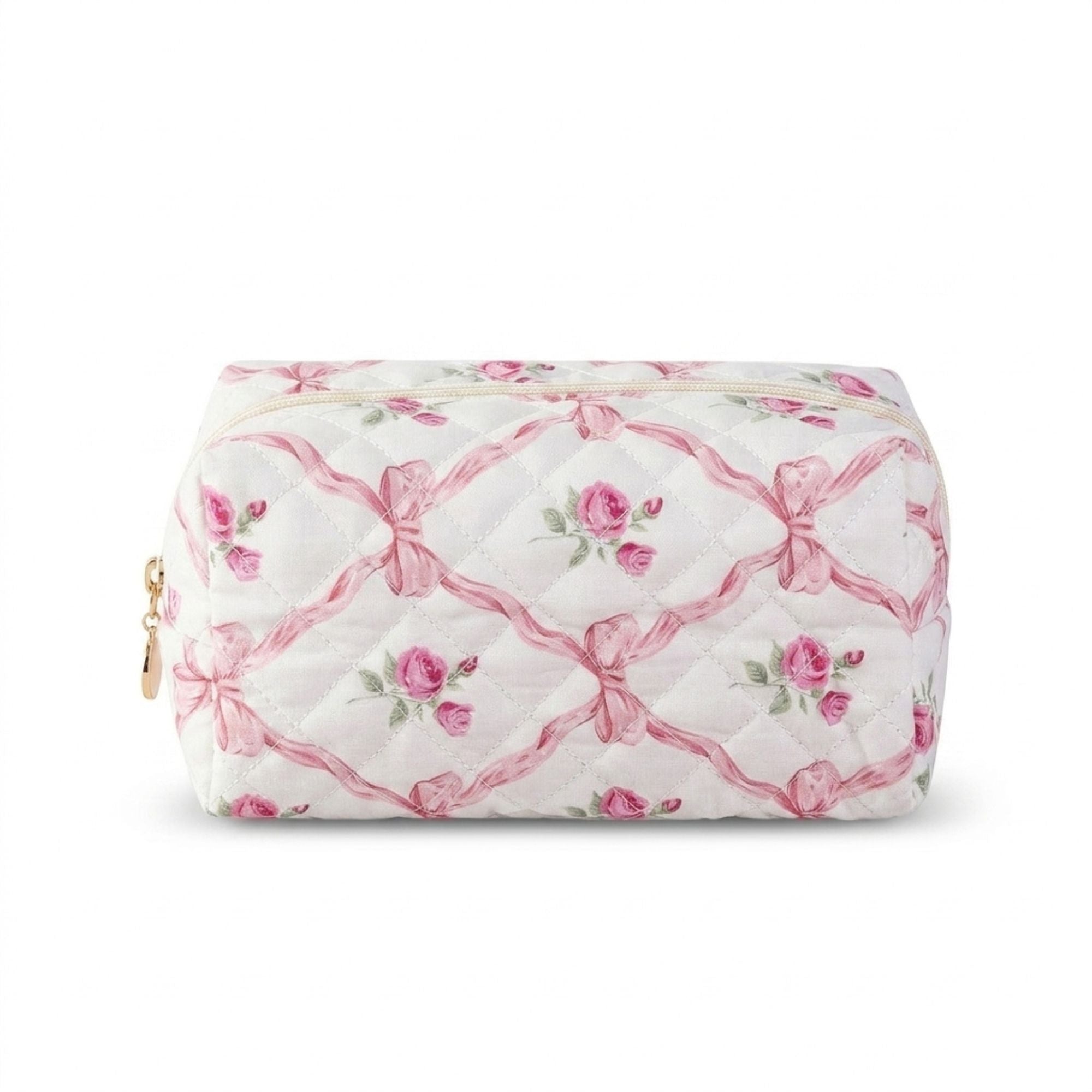 Bolsa de Maquillaje Acolchada Floral Neceser de Viaje con Cierre de Cremallera