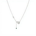 Women's Gourd Pendant Necklace with Drop Gem Accent and Delicate Chain Design