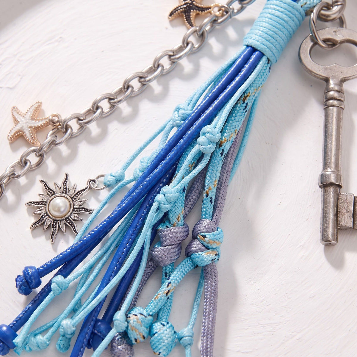 Coastal Starfish Tassel Bag Charm Keychain