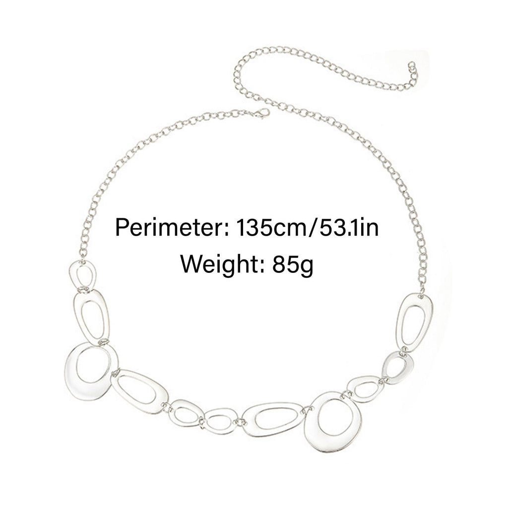 Oval Link Metal Waist Chain Adjustable Body Belt Layered Statement Waist Jewelry