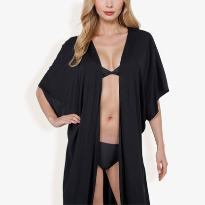 Flowy Kimono Cover-Up with Waist Tie and Open Front