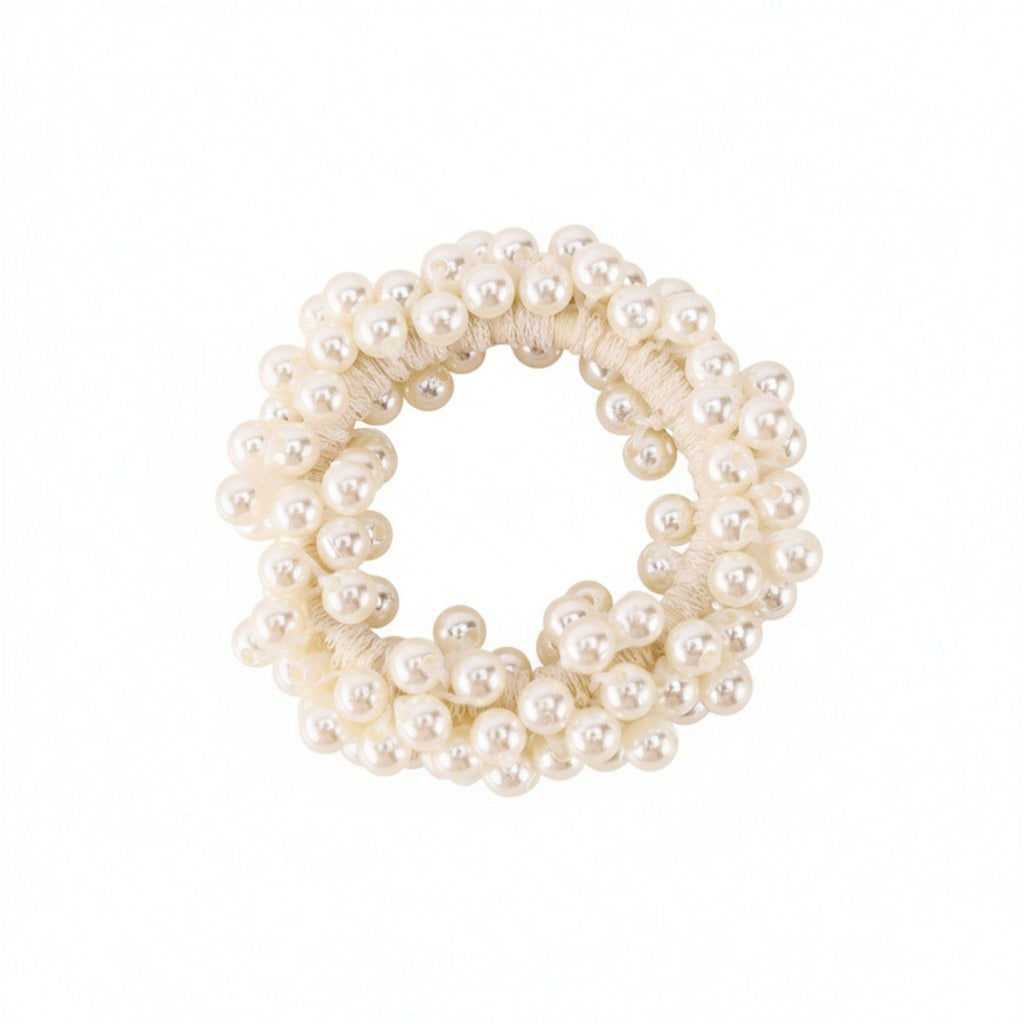 Elastic Hair Tie with Faux Pearl Bead Detailing and Stretchable Design