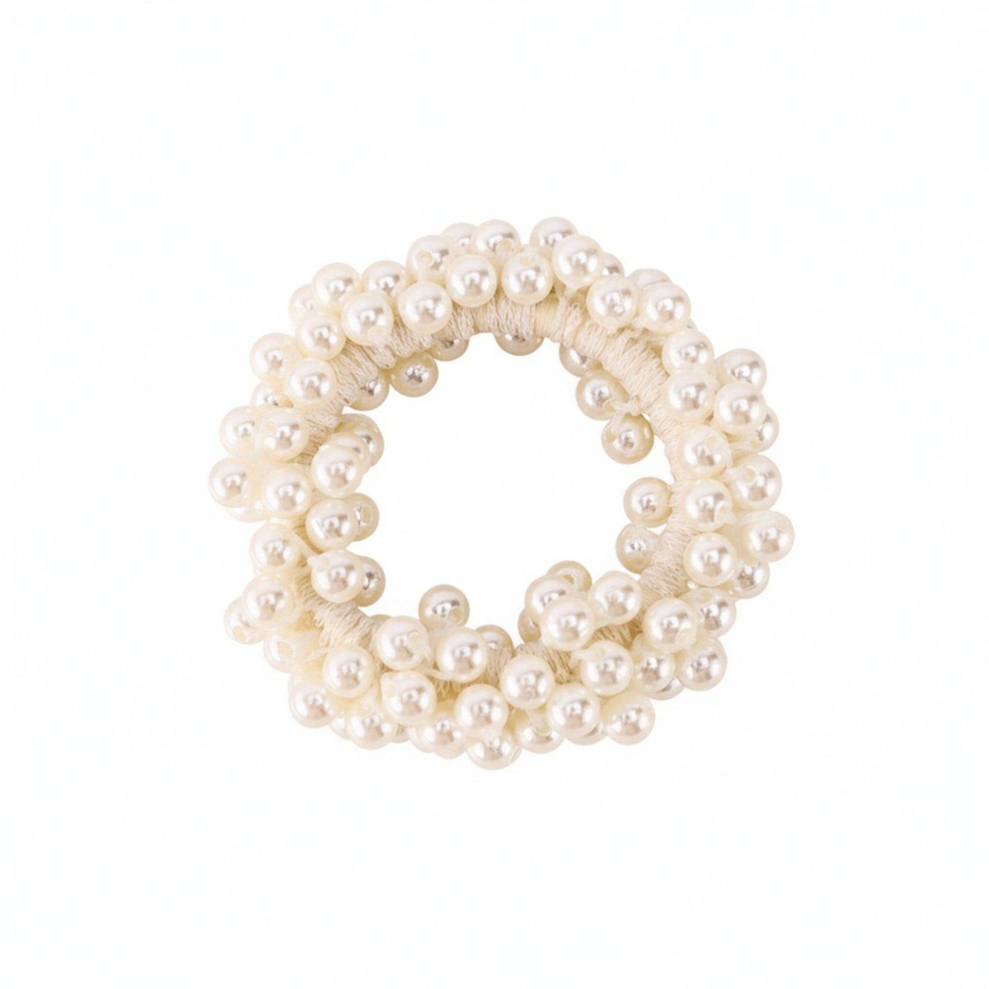 Elastic Hair Tie with Faux Pearl Bead Detailing and Stretchable Design