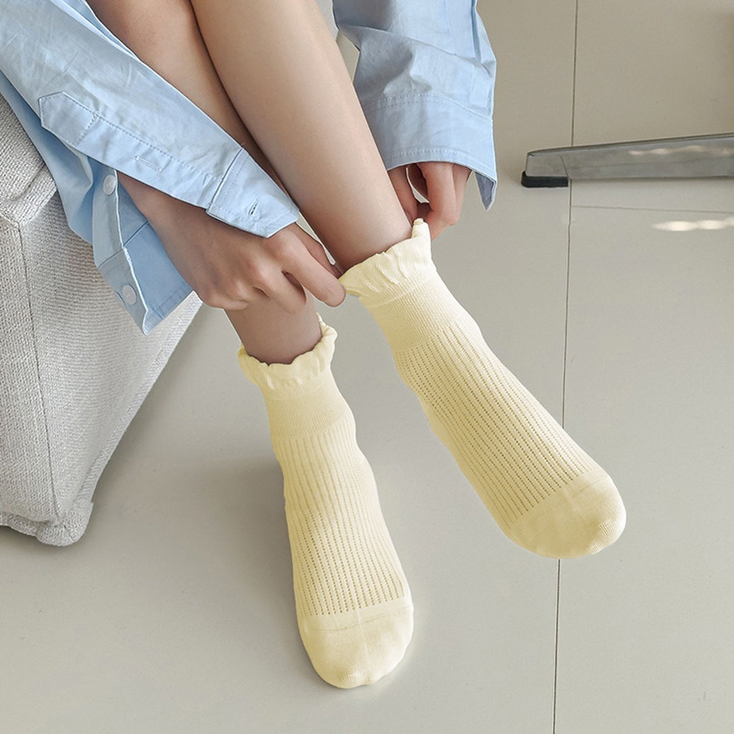 Anna-Kaci Adorable Women's Ruffle - Cuff Ankle Socks 6Pk