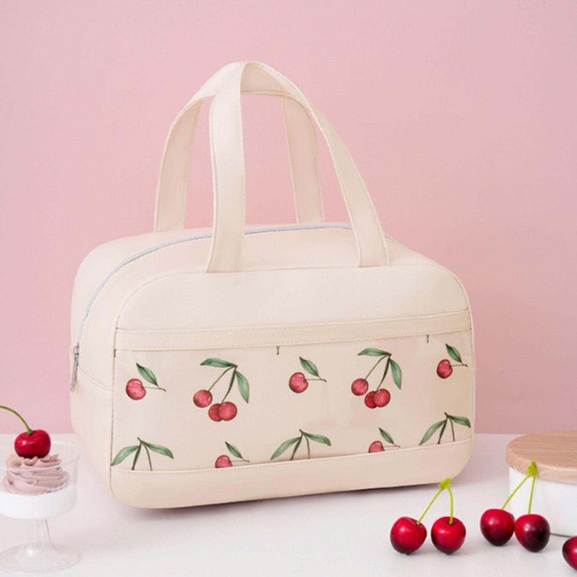 Fruit Print Insulated Lunch Bag Large Capacity Waterproof Lunch Tote for Work School