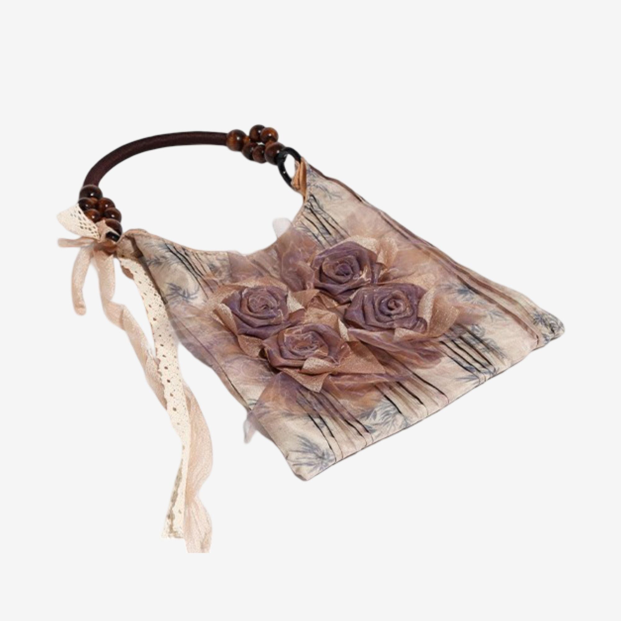 Rose Detail Shoulder Bag Elegant Handbag for Work and Everyday