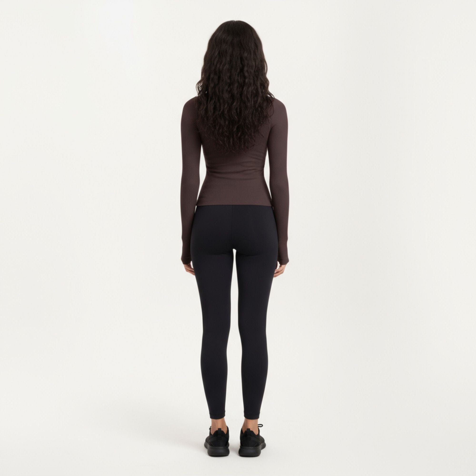 Anna-Kaci Active Women's Ribbed Long Sleeve Fitted Top with Crew Neck and Thumbhole Cuffs