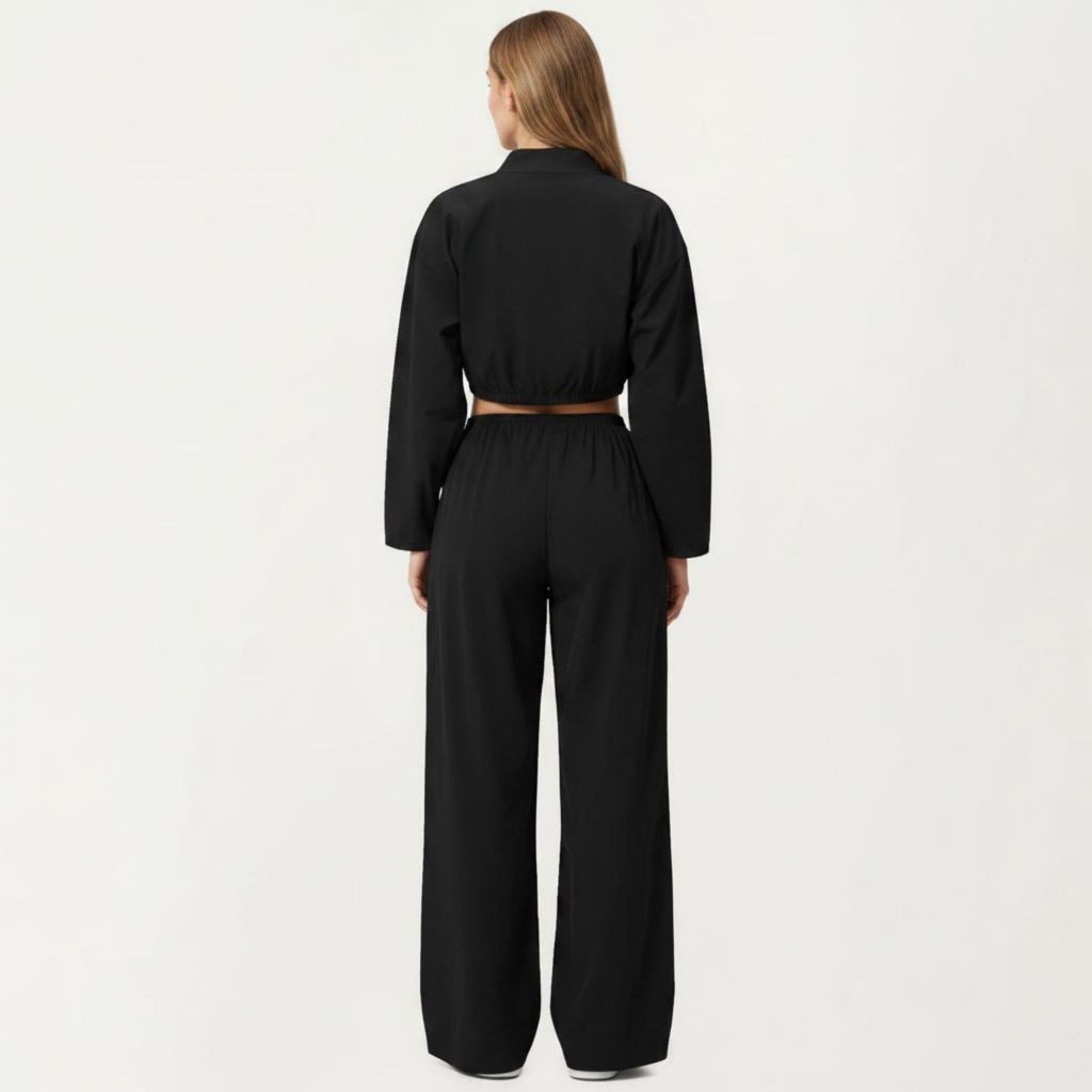 Anna-Kaci Active Women's Cropped Zip Front Jacket with Elastic Hem and Long Sleeves