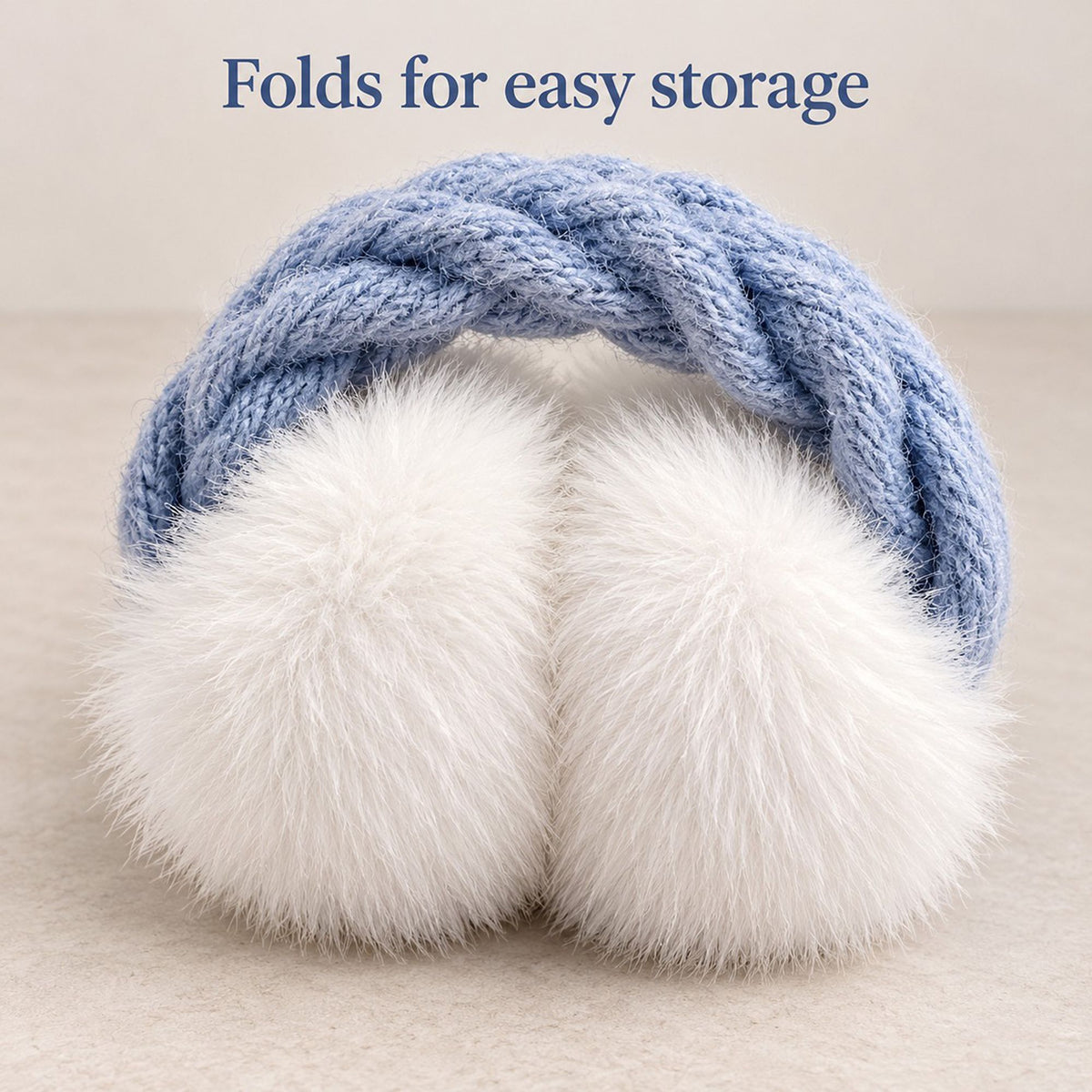 Cable Knit Foldable Winter Earmuffs with Plush Ear Covers
