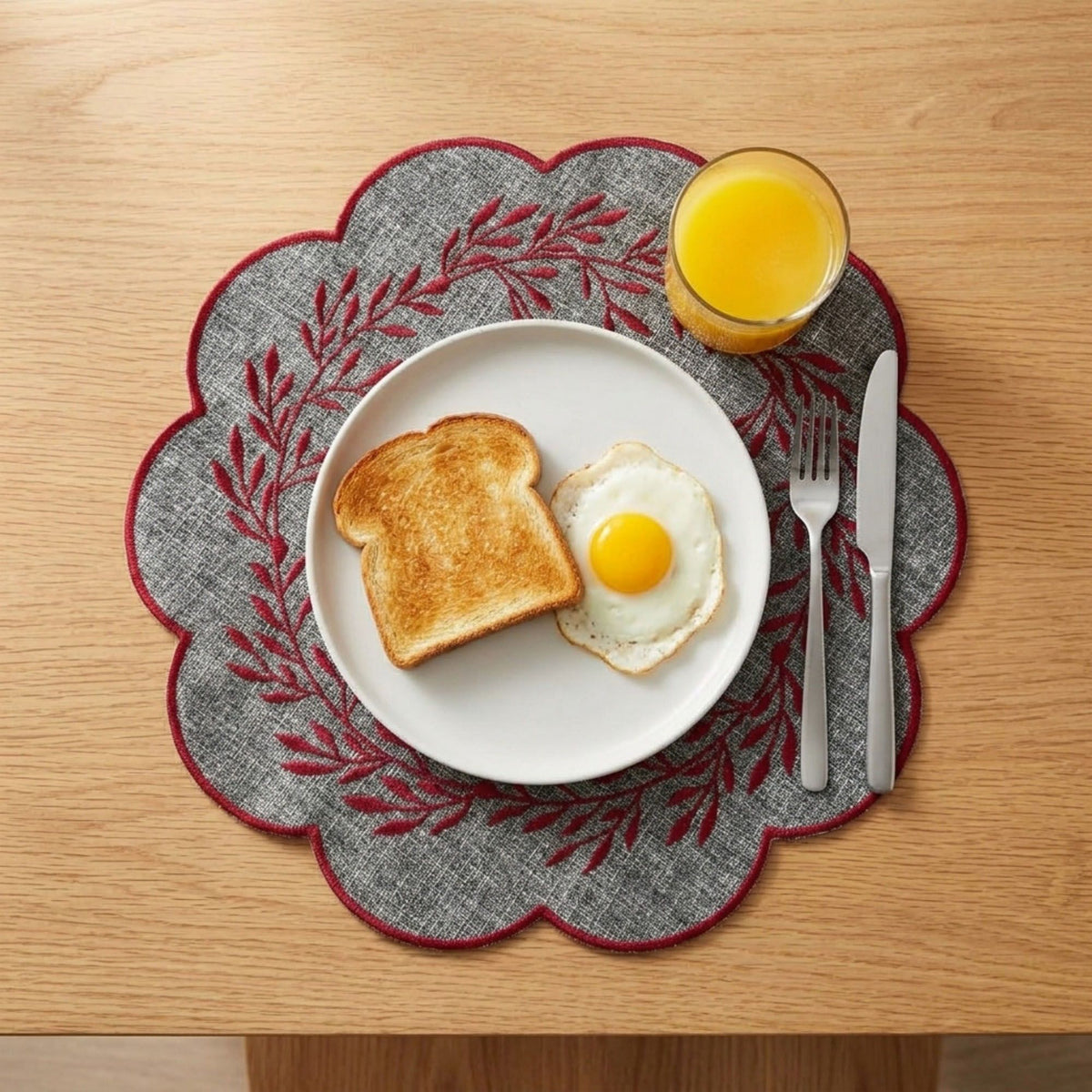 4pc Embroidered Laminated Waterproof Oil-Proof Placemat Set of 4