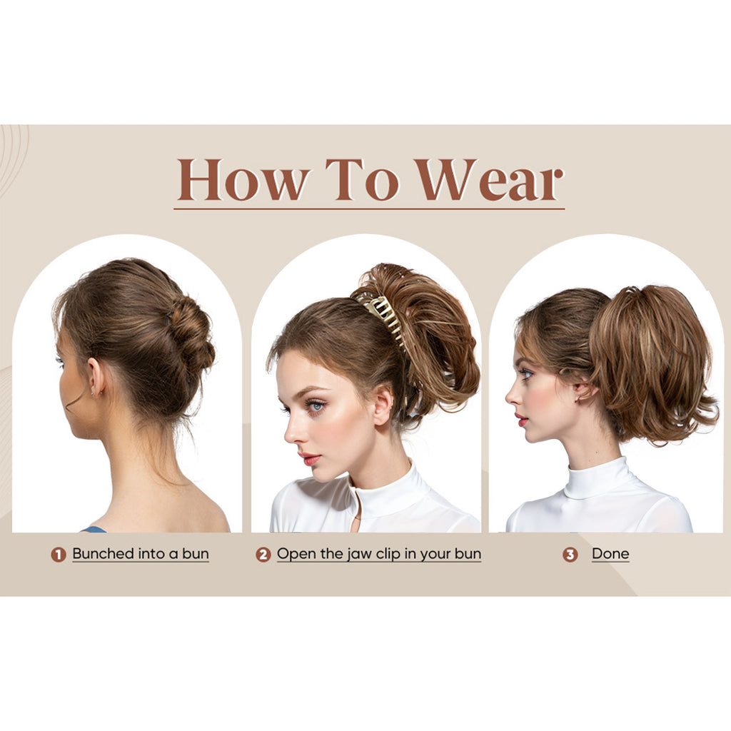 Tousled Layered Ponytail Fashion Hairpiece with Claw Clip Heat Resistant Synthetic Hair Natural Texture