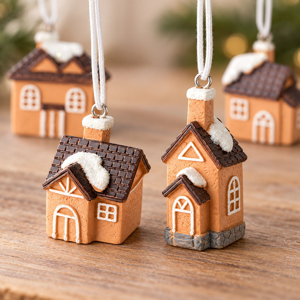 4ct Mini Resin Santa Christmas Tree Ornaments Assorted Holiday Decorations Gift