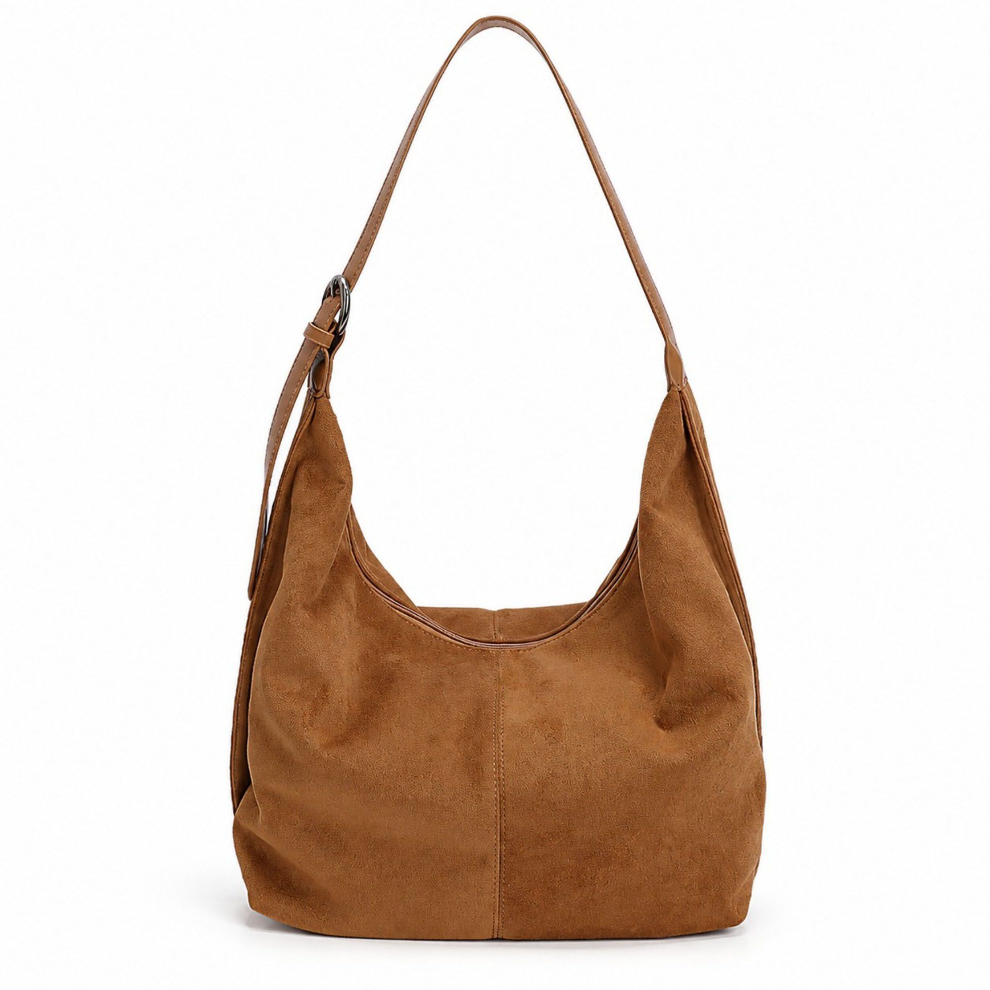 Faux Suede Slouchy Hobo Shoulder Bag