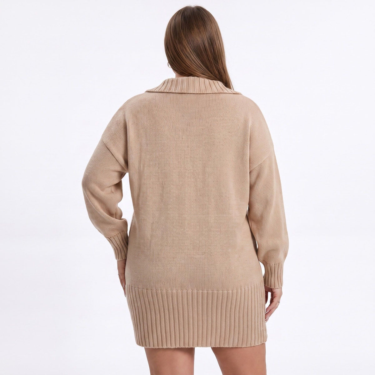 Plus Size Floral Collared Sweater Dress