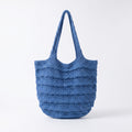 Pink women's tote bag with crochet and ruffle