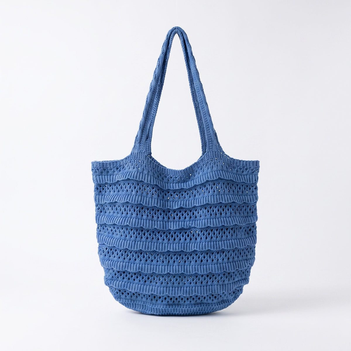 Pink women's tote bag with crochet and ruffle