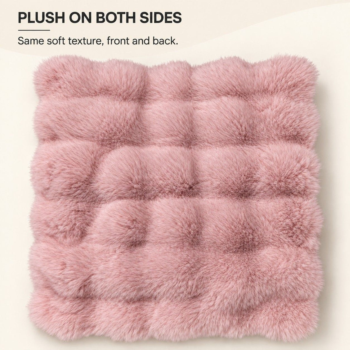 Double Sided Plush Faux Fur Throw Pillow Cover 18 x 18 Inch Bubble Texture