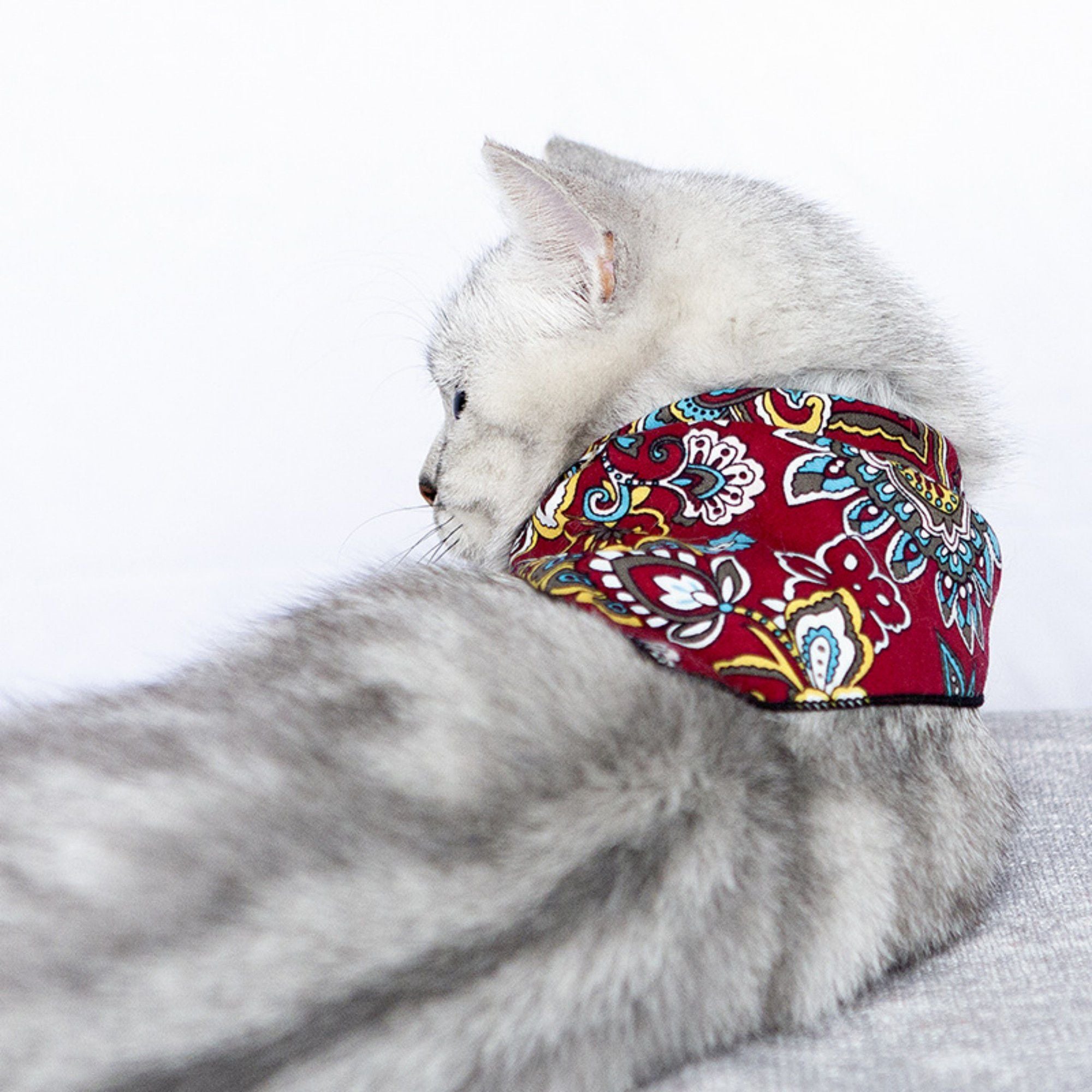 Paisley Floral Pet Bandana Scarf Bohemian Neckerchief for Cats and Dogs Bib