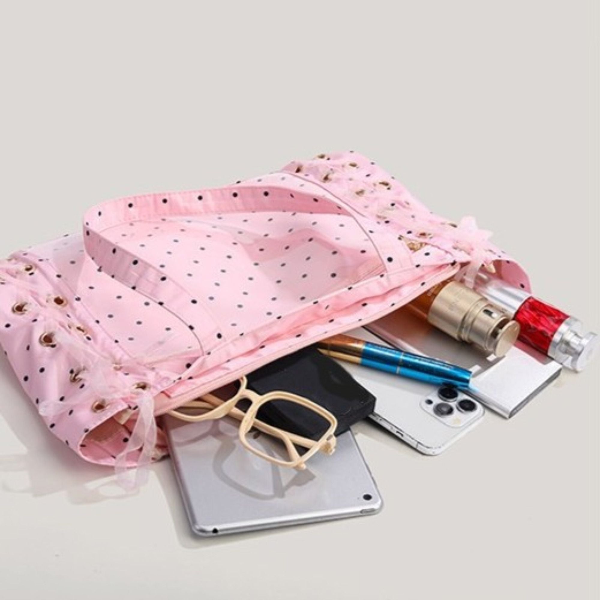 Clear Polka Dot Tote Bag for Women, Large Transparent Shoulder Bag with Bow Detail