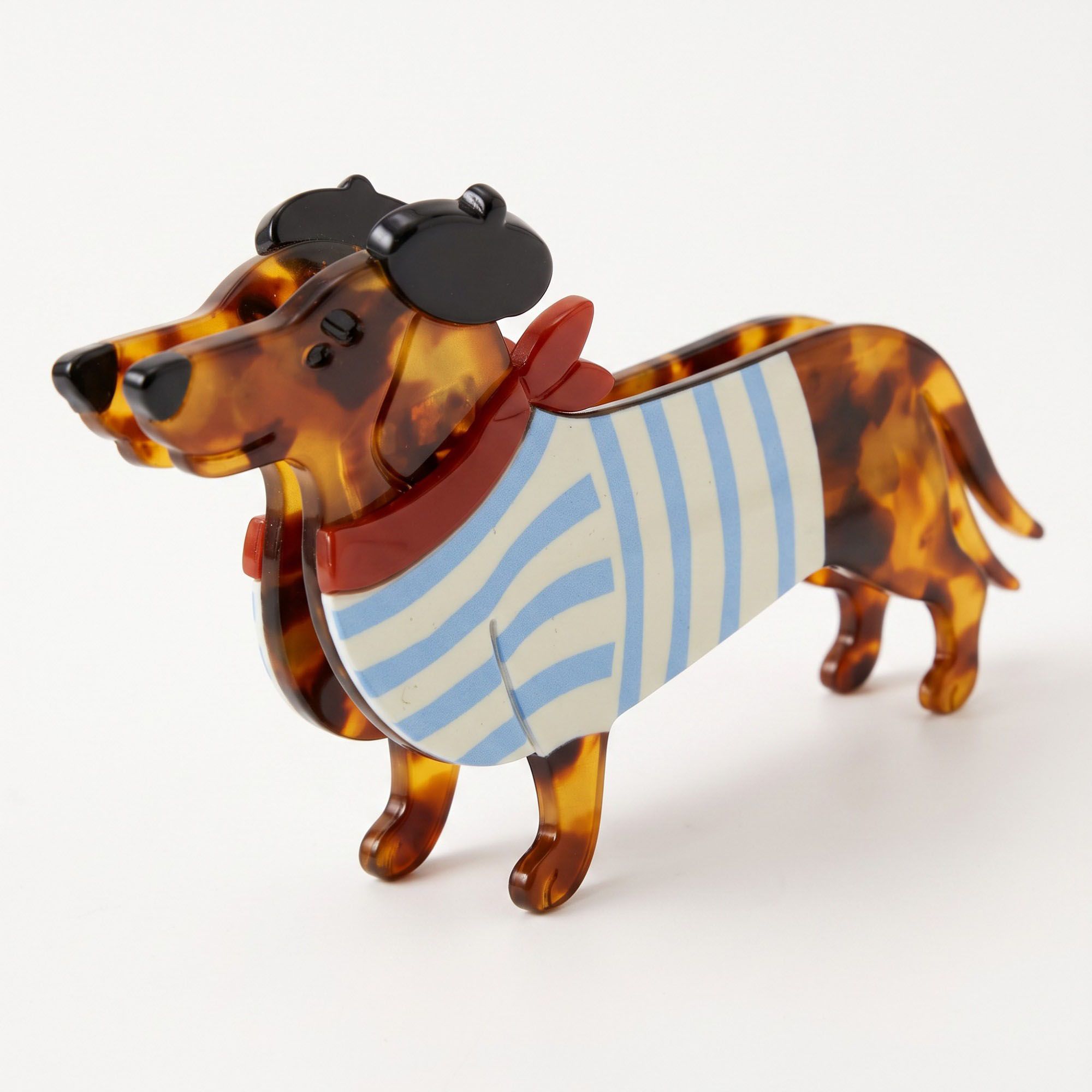 3pc Dachshund Dog Hair Clip Set Tortoiseshell Puppy Barrettes
