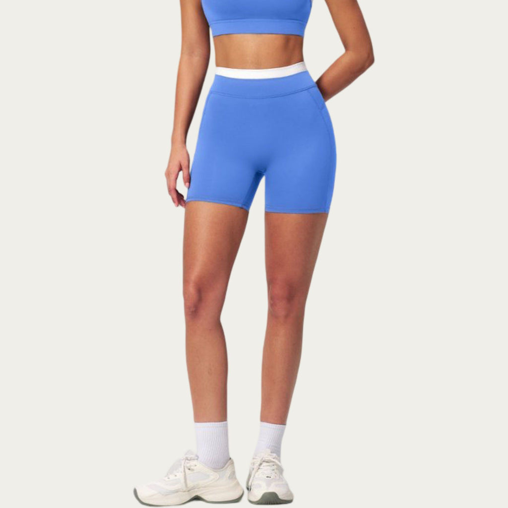 Anna-Kaci Active Women's High Waist Biker Shorts with Smooth Stretch Fabric and Contrast Waistband
