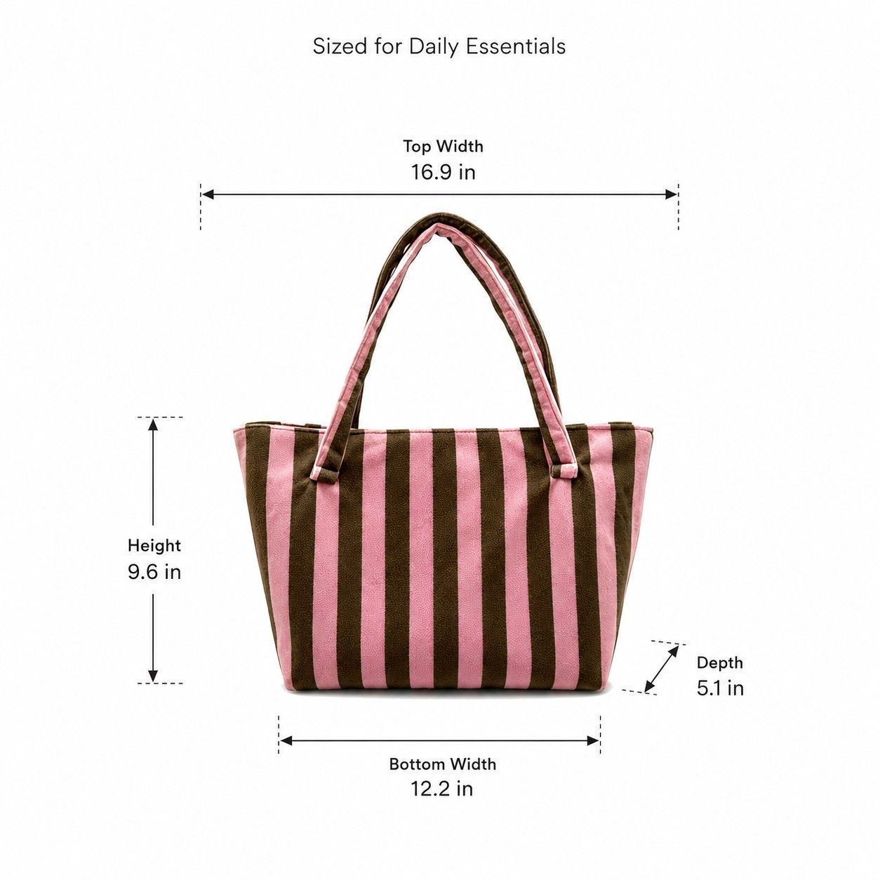 Striped Terry Cloth Tote Bag Roomy Beach and Travel Shoulder Carryall