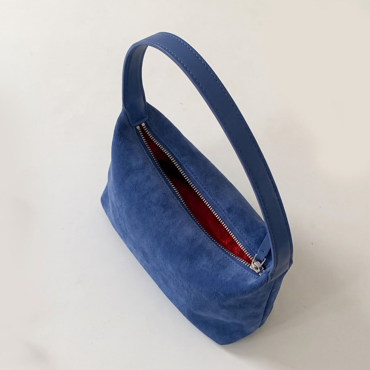 Faux Suede Shoulder Bag with Zipper Closure