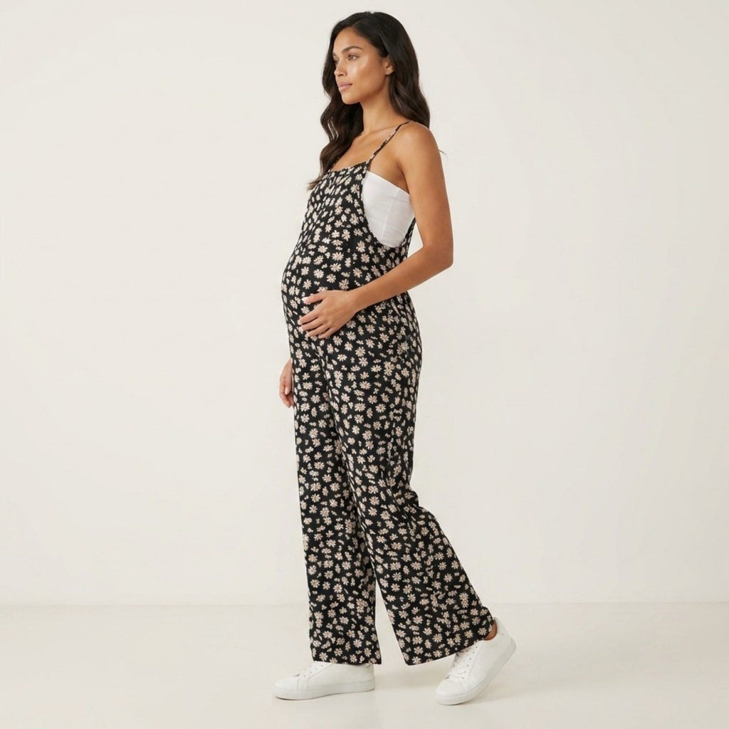 Anna-Kaci Women's Floral Print Jumpsuit Spaghetti Strap Sleeveless Wide Leg Relaxed Fit One Piece
