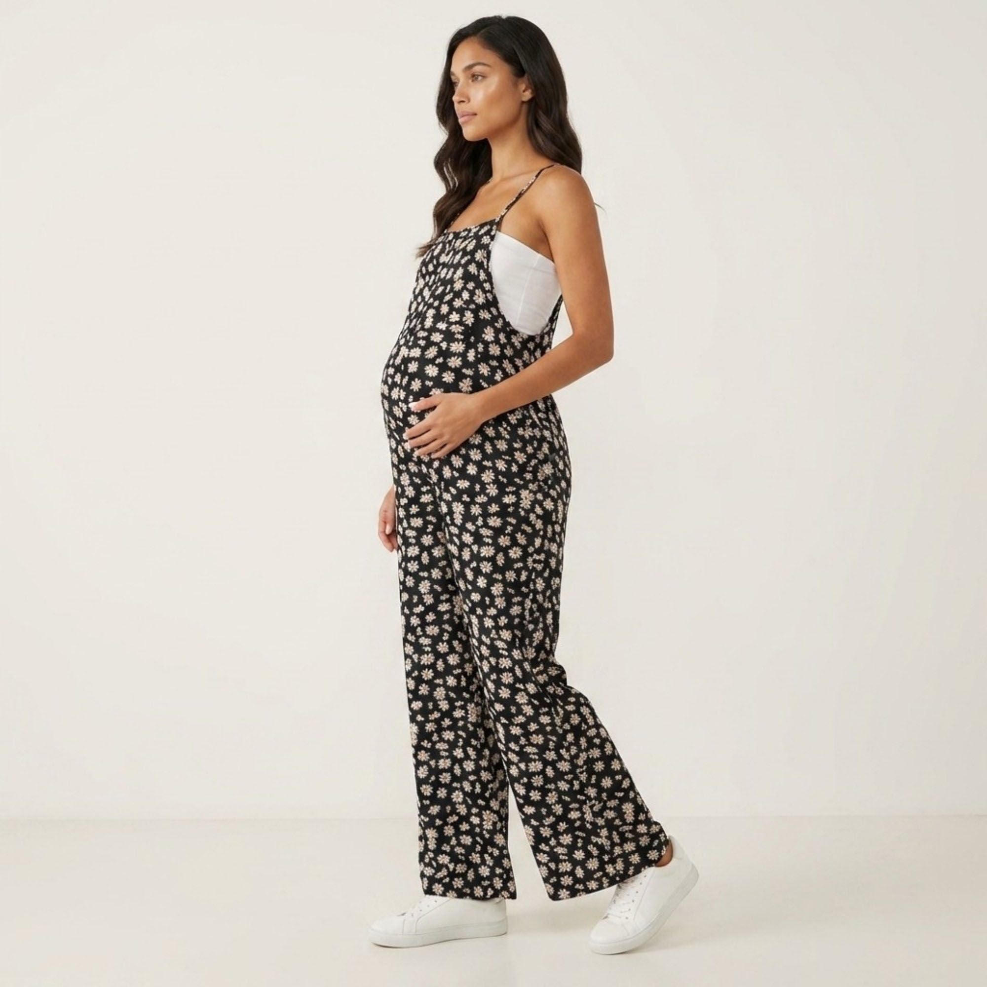 Anna-Kaci Women's Floral Print Jumpsuit Spaghetti Strap Sleeveless Wide Leg Relaxed Fit One Piece