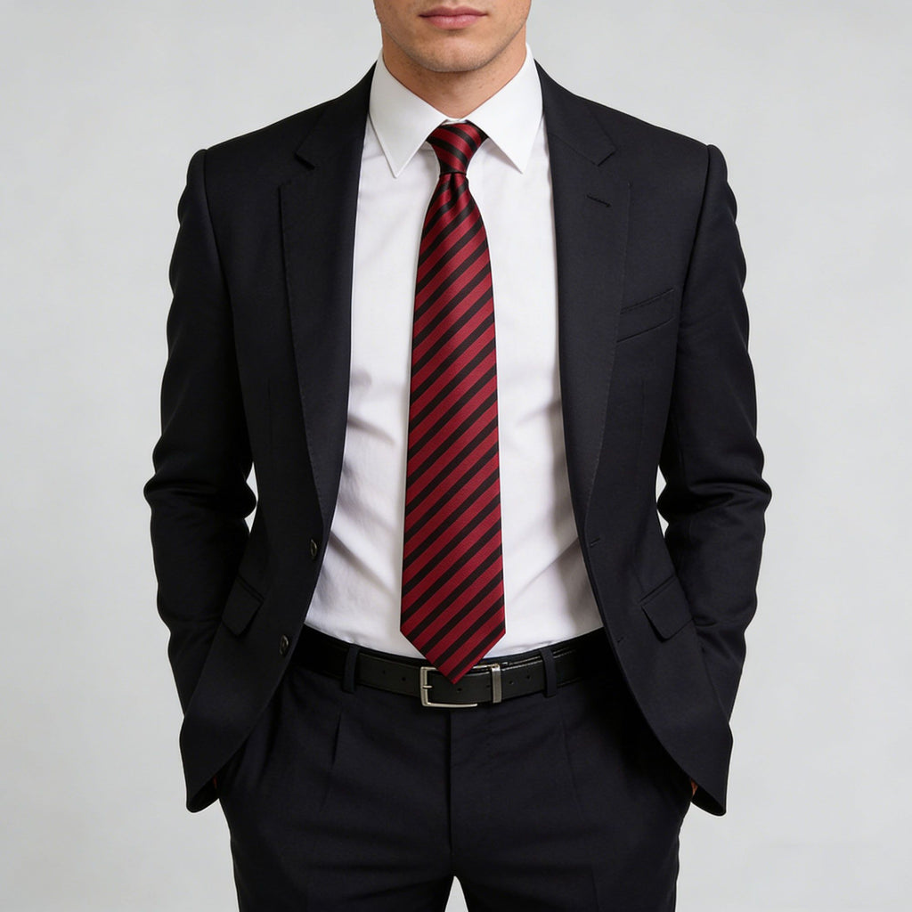 Anna-Kaci Men's Diagonal Stripe Polyester Tie - Formal Necktie for Business, Weddings & Stylish Daily Wear