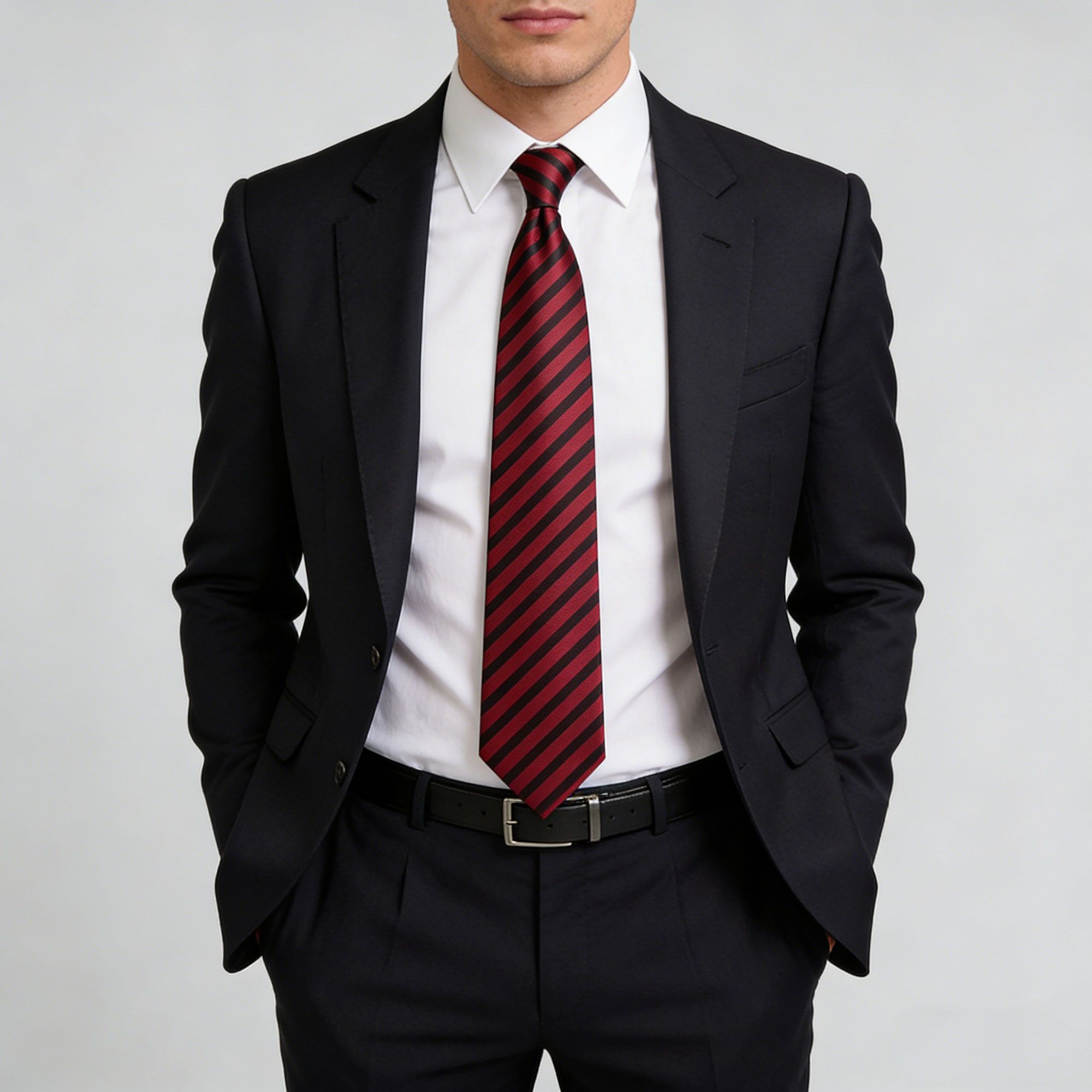 Anna-Kaci Men's Diagonal Stripe Polyester Tie - Formal Necktie for Business, Weddings & Stylish Daily Wear