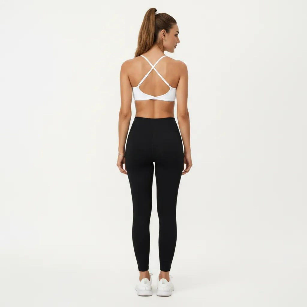 Anna-Kaci Active Women's Strappy Sports Bra with Adjustable Cross Back and Scoop Neck Front