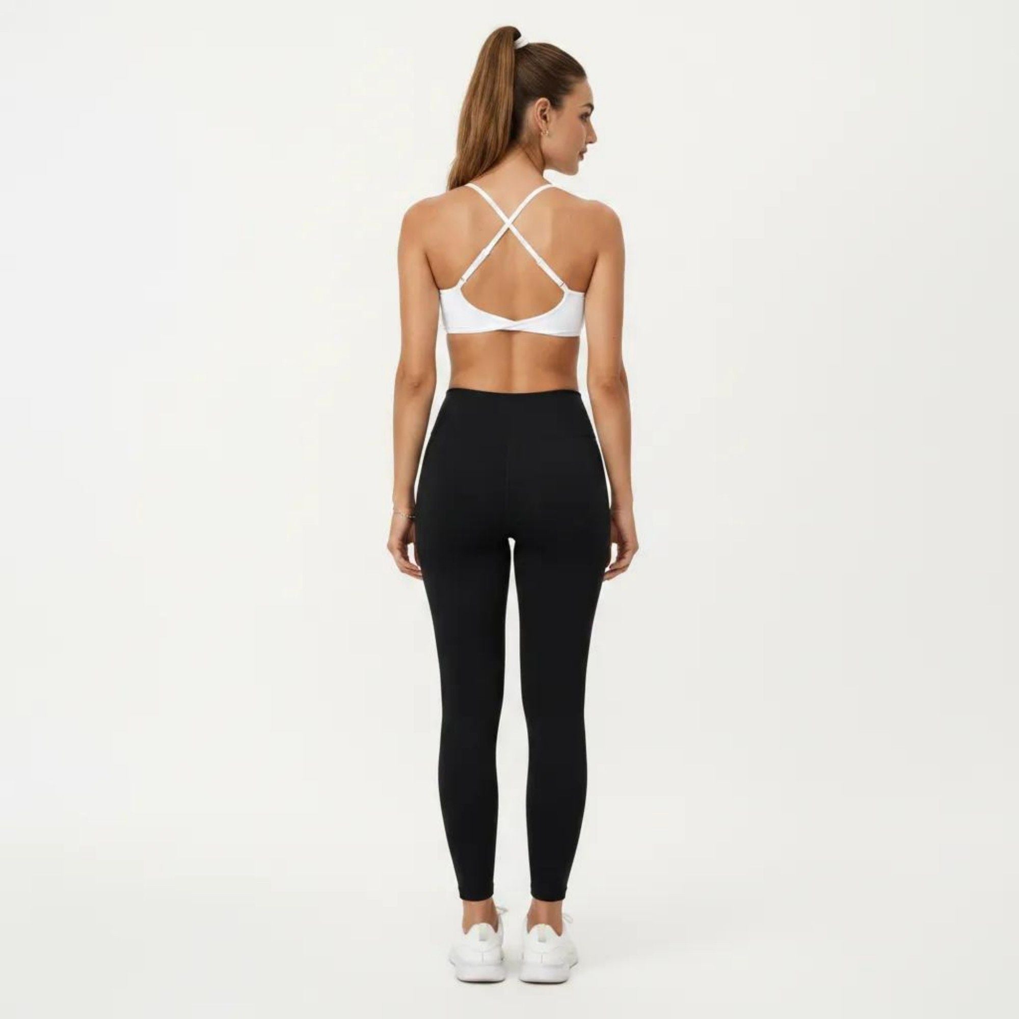Anna-Kaci Active Women's Strappy Sports Bra with Adjustable Cross Back and Scoop Neck Front