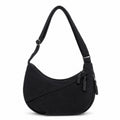 Corduroy Crescent Crossbody Bag with Adjustable Strap and Zip Pockets