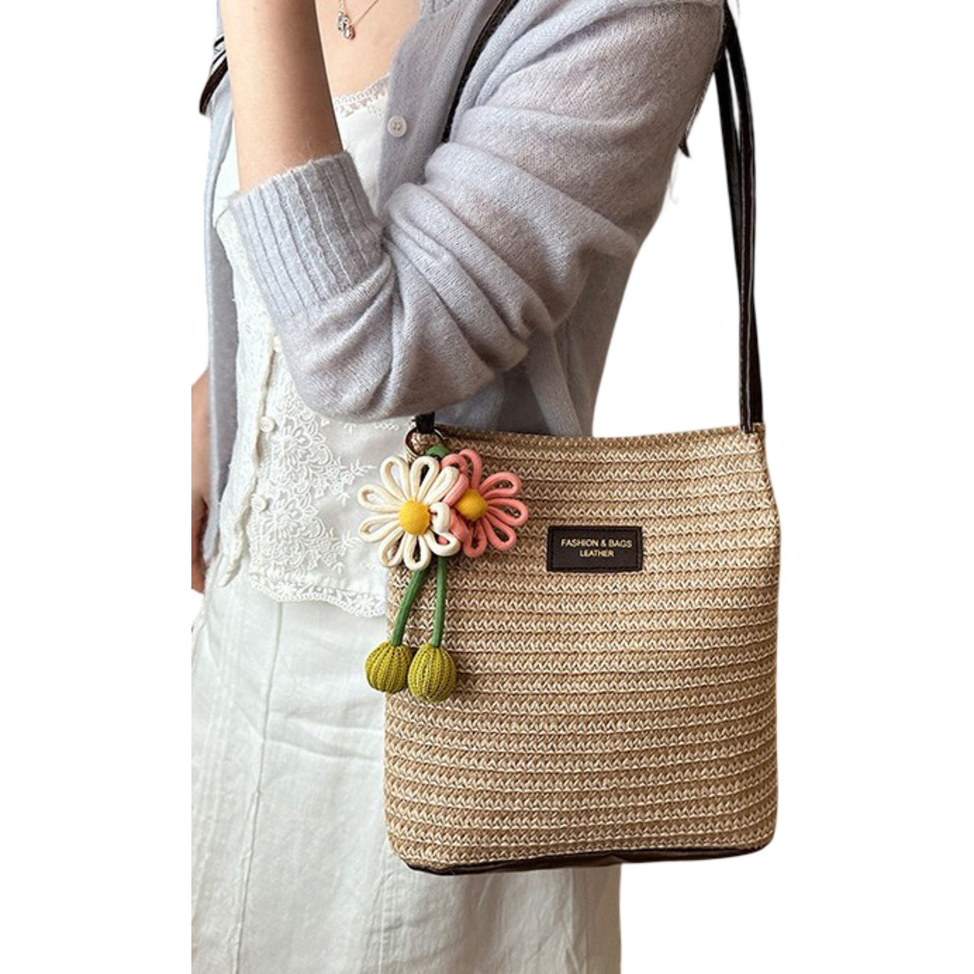 Woven Polyester Tote Bag with Magnetic Closure and Long Shoulder Straps