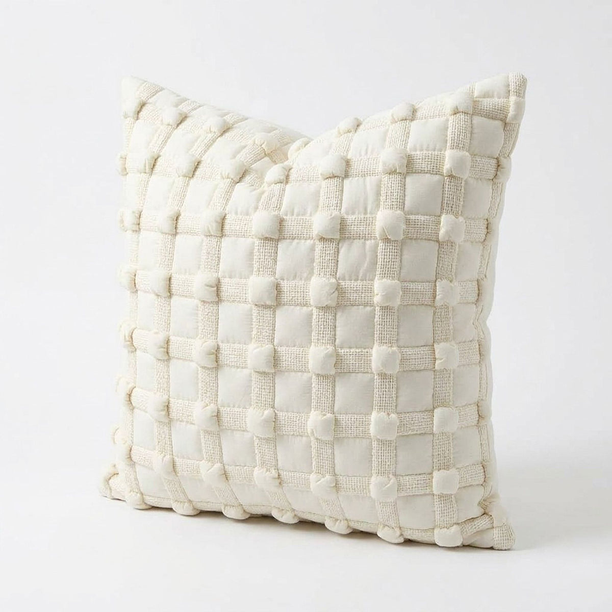 Textured Woven Grid Square Decorative Throw Pillow Cover