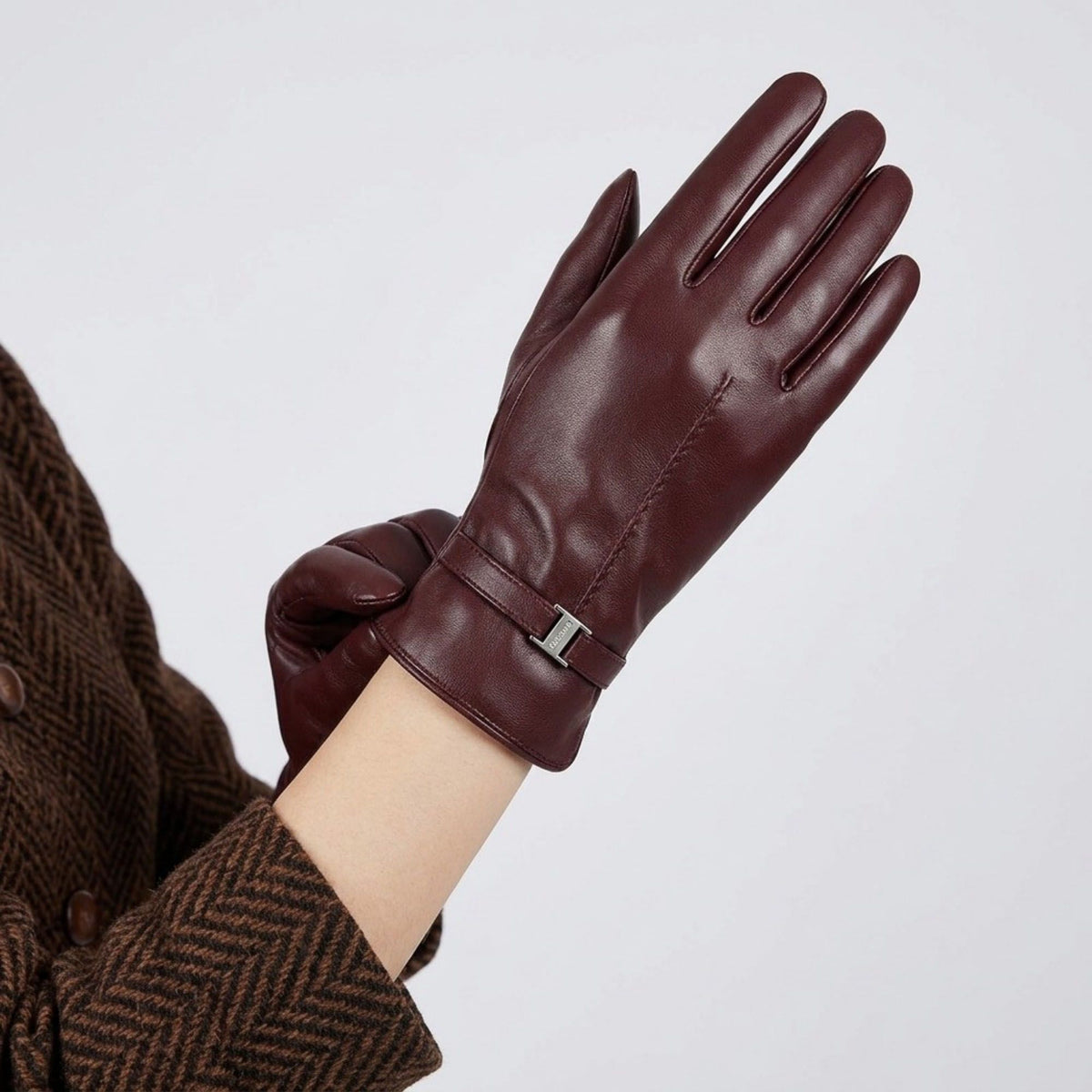 Leather-Look Gloves with Buckle Detail