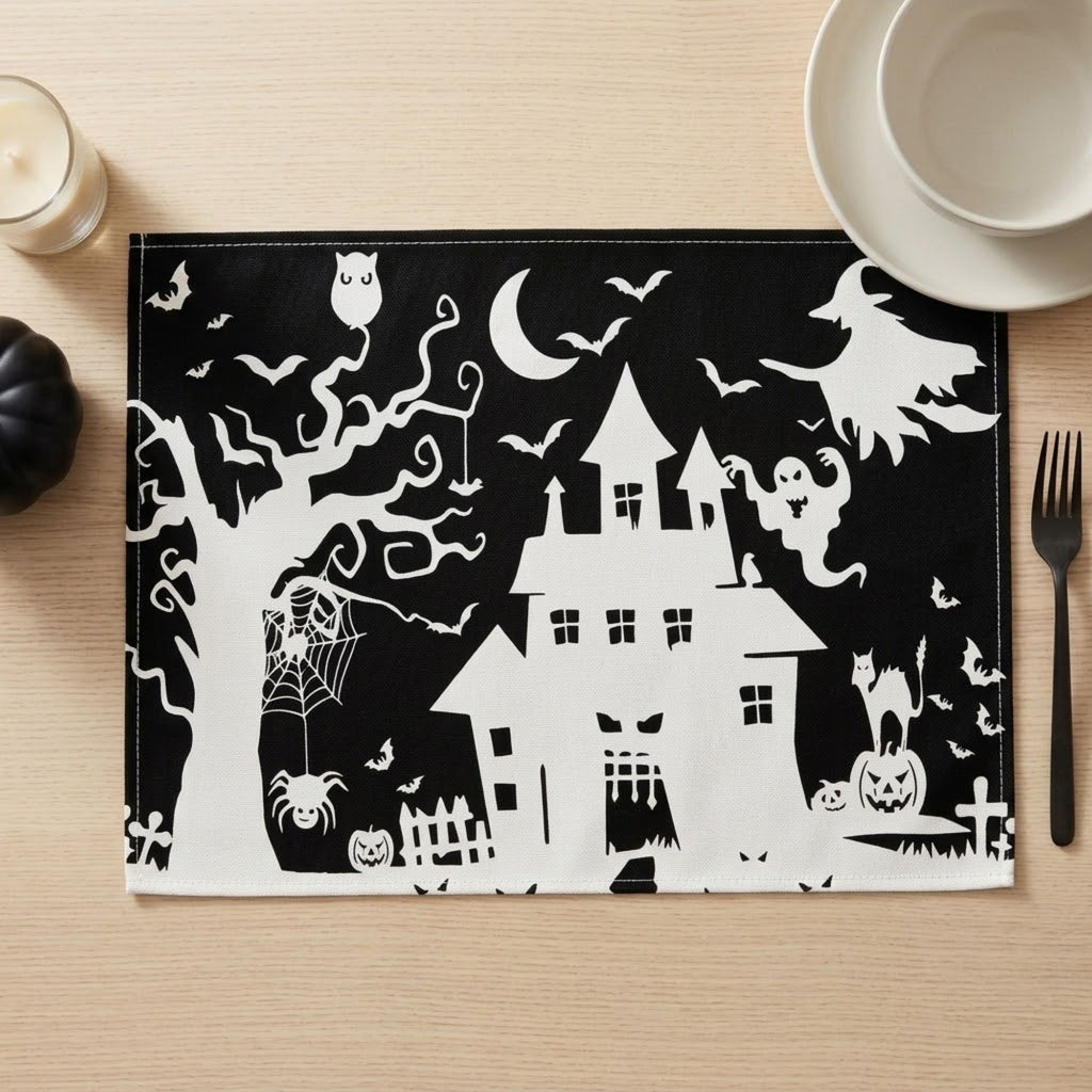 Halloween Ghost Pumpkin Skeleton Placemat Set of 4