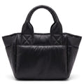 Padded Puffer Tote Bag with Rounded Top Handles and Exterior Front Pocket 13x6.5x4in