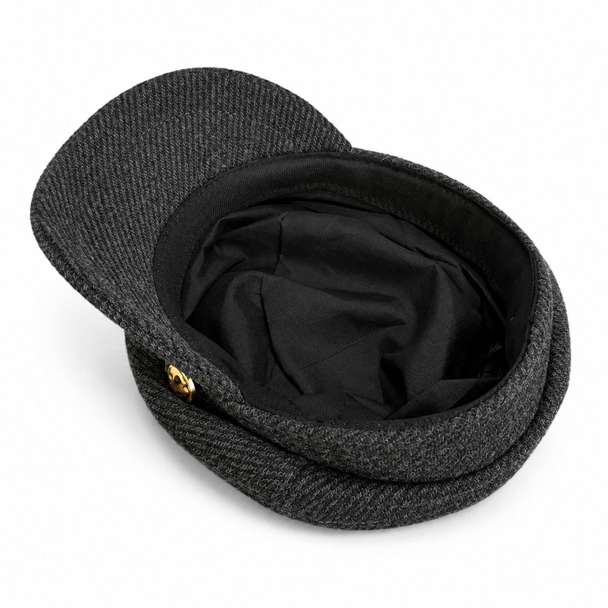Herringbone Newsboy Cap Vintage Baker Boy Hat Adjustable Button Detail