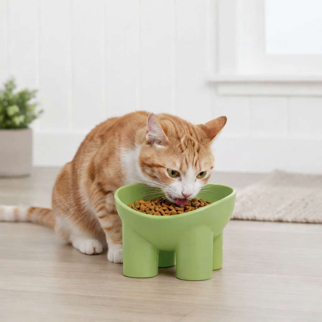 Anna-Kaci Elevated Tilted Cat Food Bowl with Raised Base for Comfortable Feeding