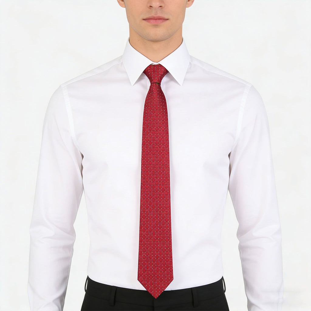 Anna-Kaci Men's Textured Polyester Tie - Formal Necktie for Business, Weddings & Holiday Events